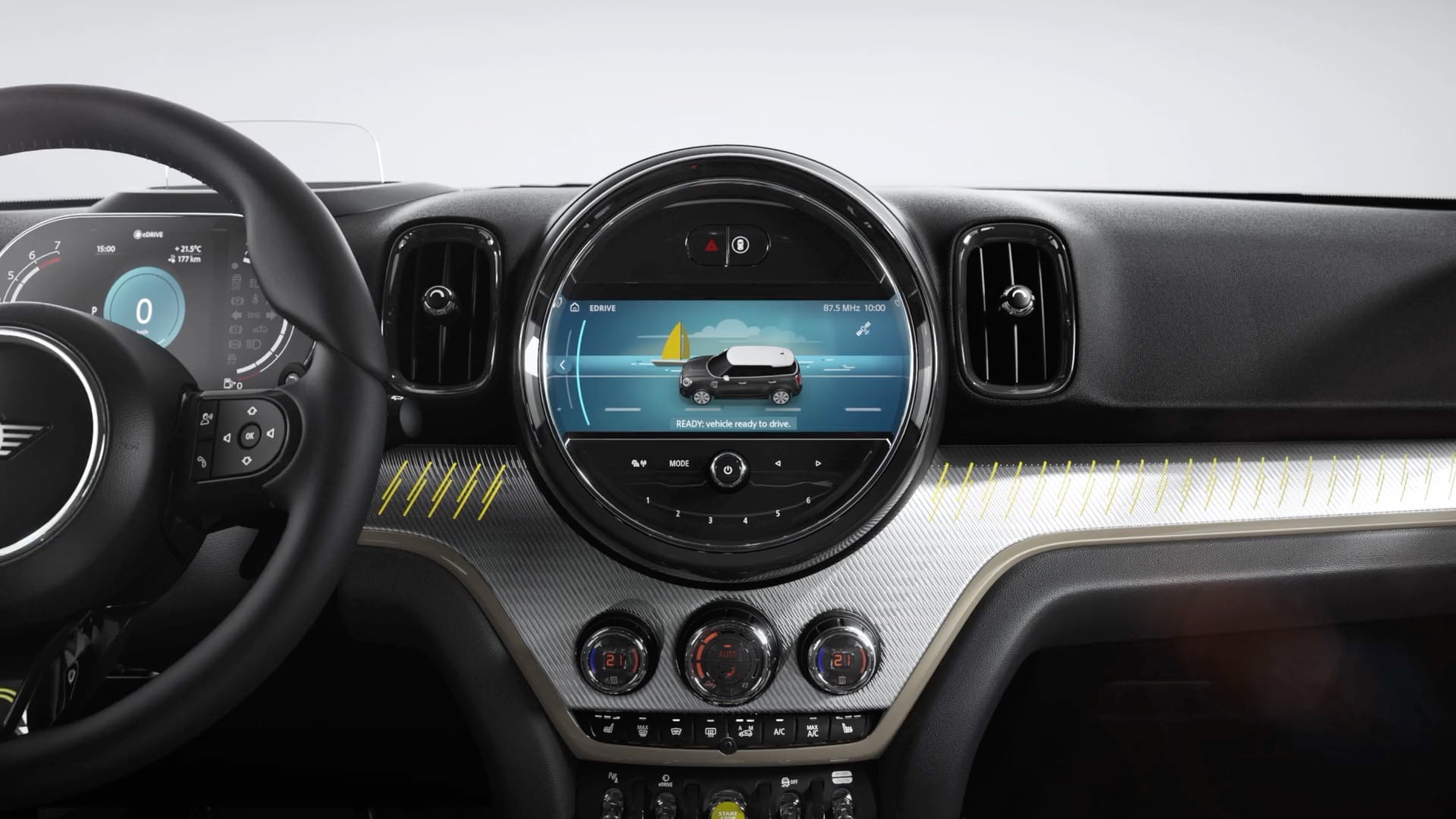 MINI Cooper SE Countryman ALL4 – pohled zepředu – šedá a černá