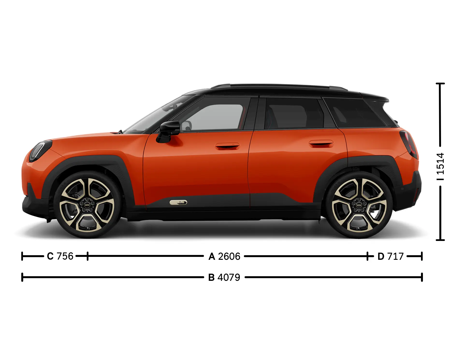 Elektrické MINI Aceman – Rozměry z boku