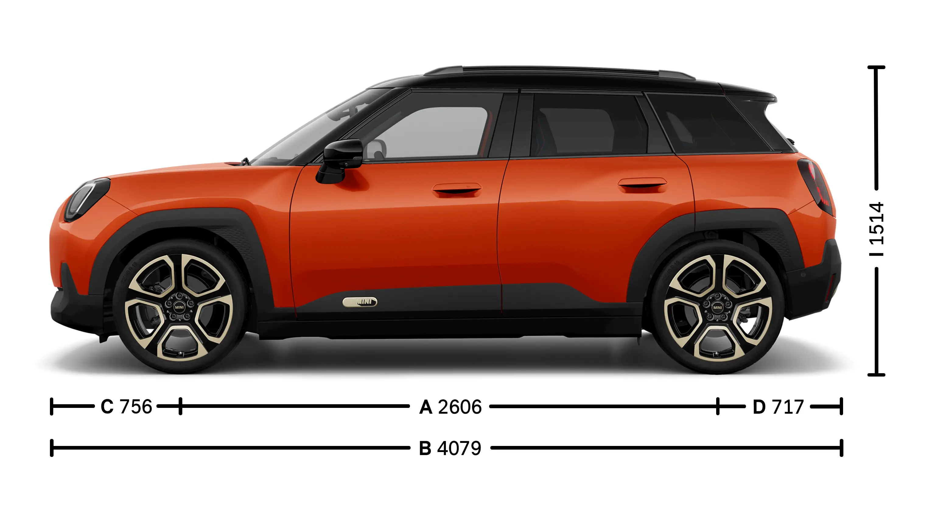 Elektrické MINI Aceman – Rozměry z boku