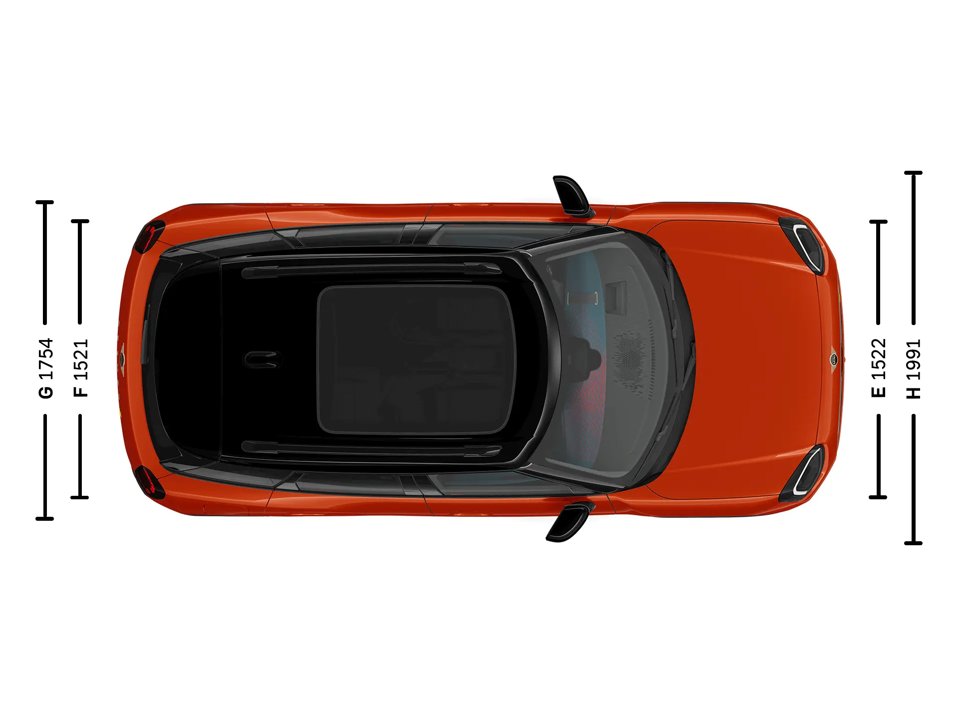 Elektrické MINI Aceman – Rozměry shora