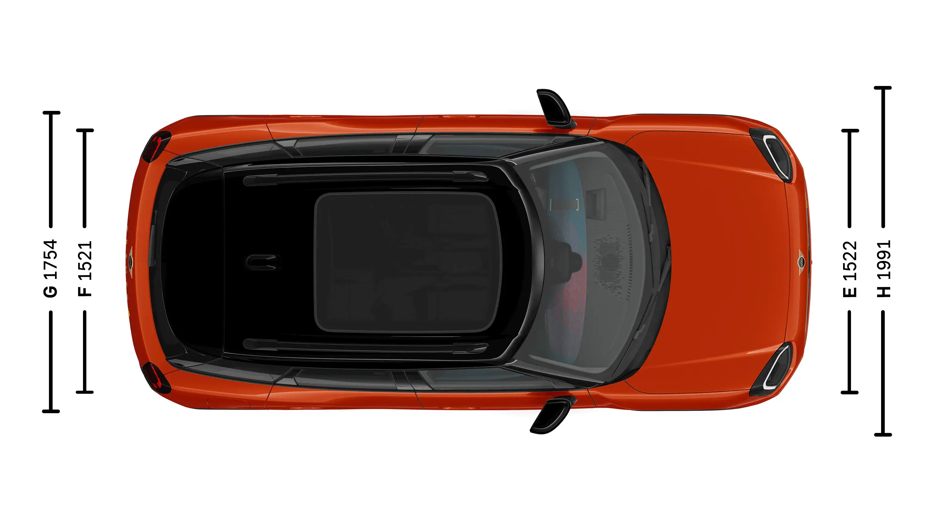 Elektrické MINI Aceman – Rozměry shora
