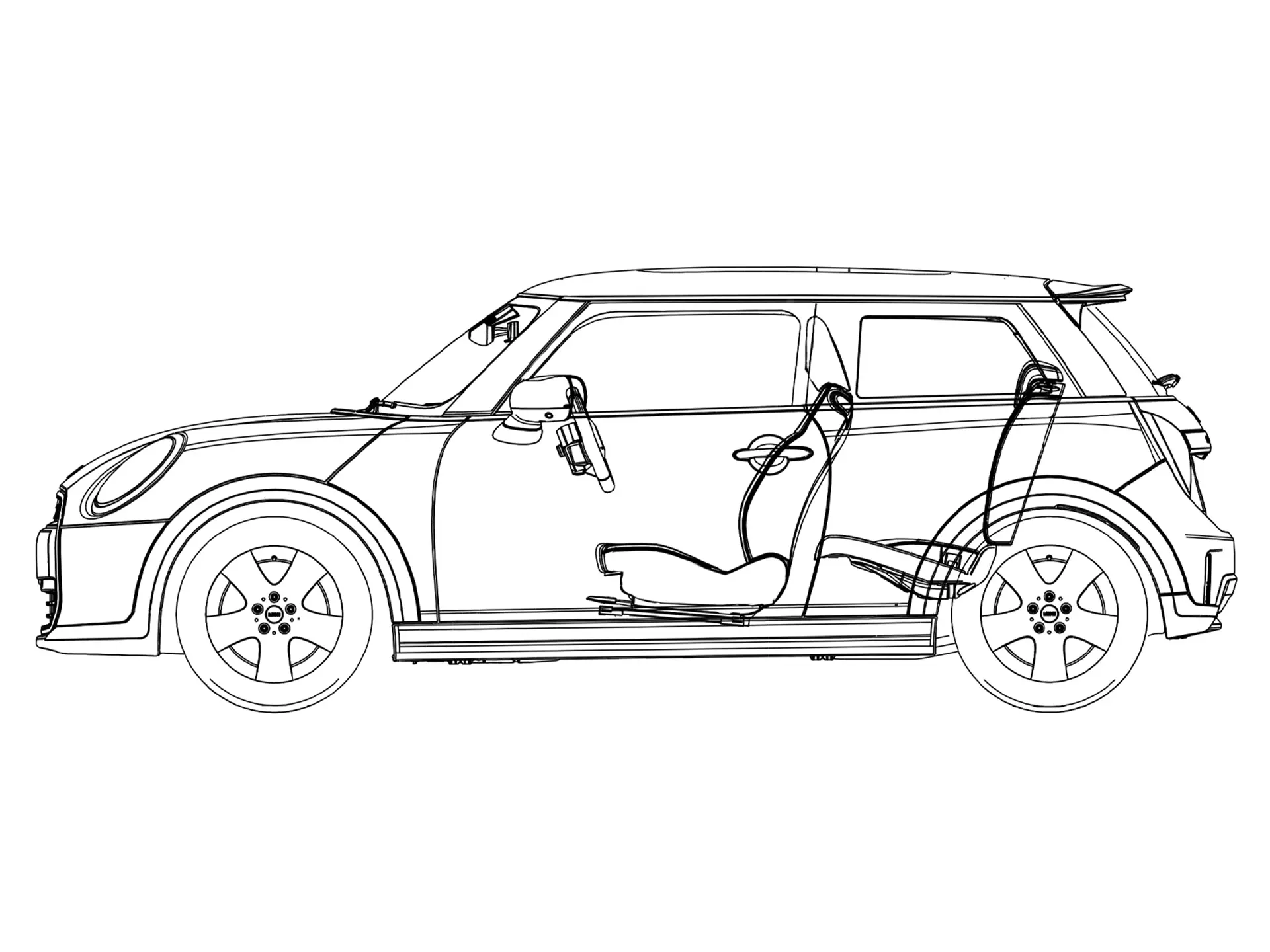 MINI Cooper 3dveřové – Pohled z boku skica