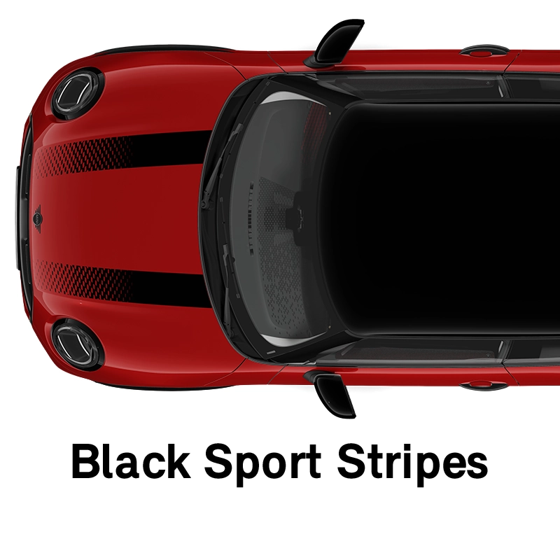  MINI – výbava – styl jcw černé sportovní pruhy