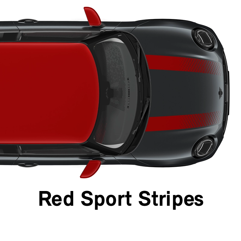  MINI – výbava – styl jcw červené sportovní pruhy