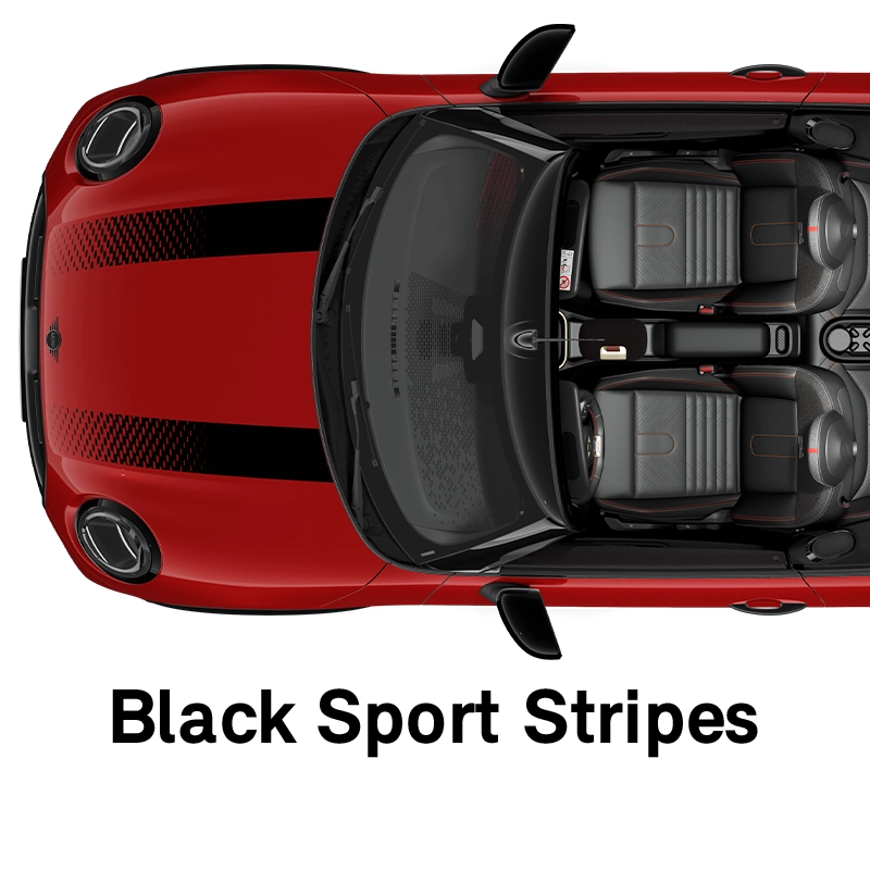  MINI – výbava – styl jcw černé sportovní pruhy