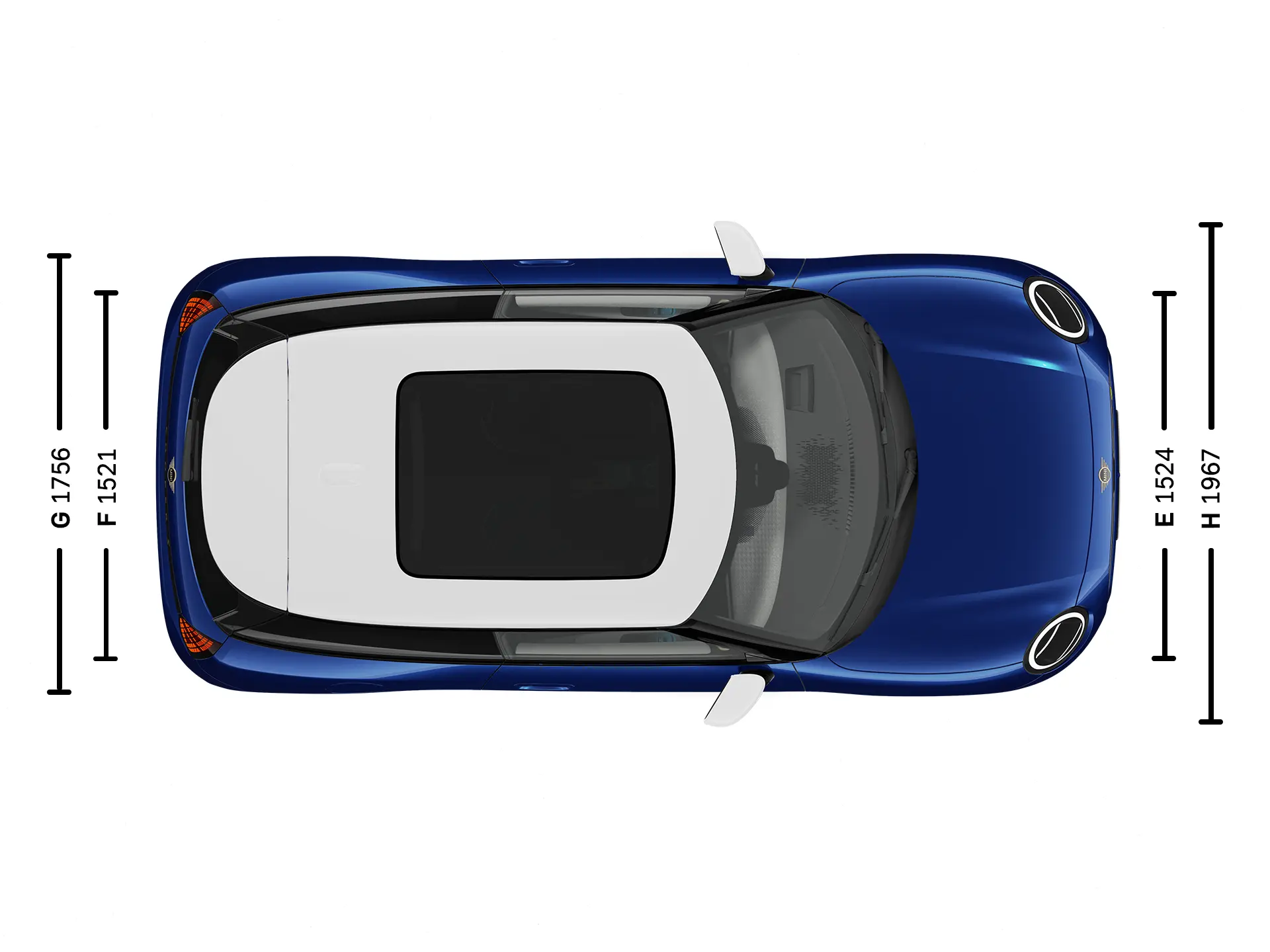 Elektrické MINI Cooper rozměry shora