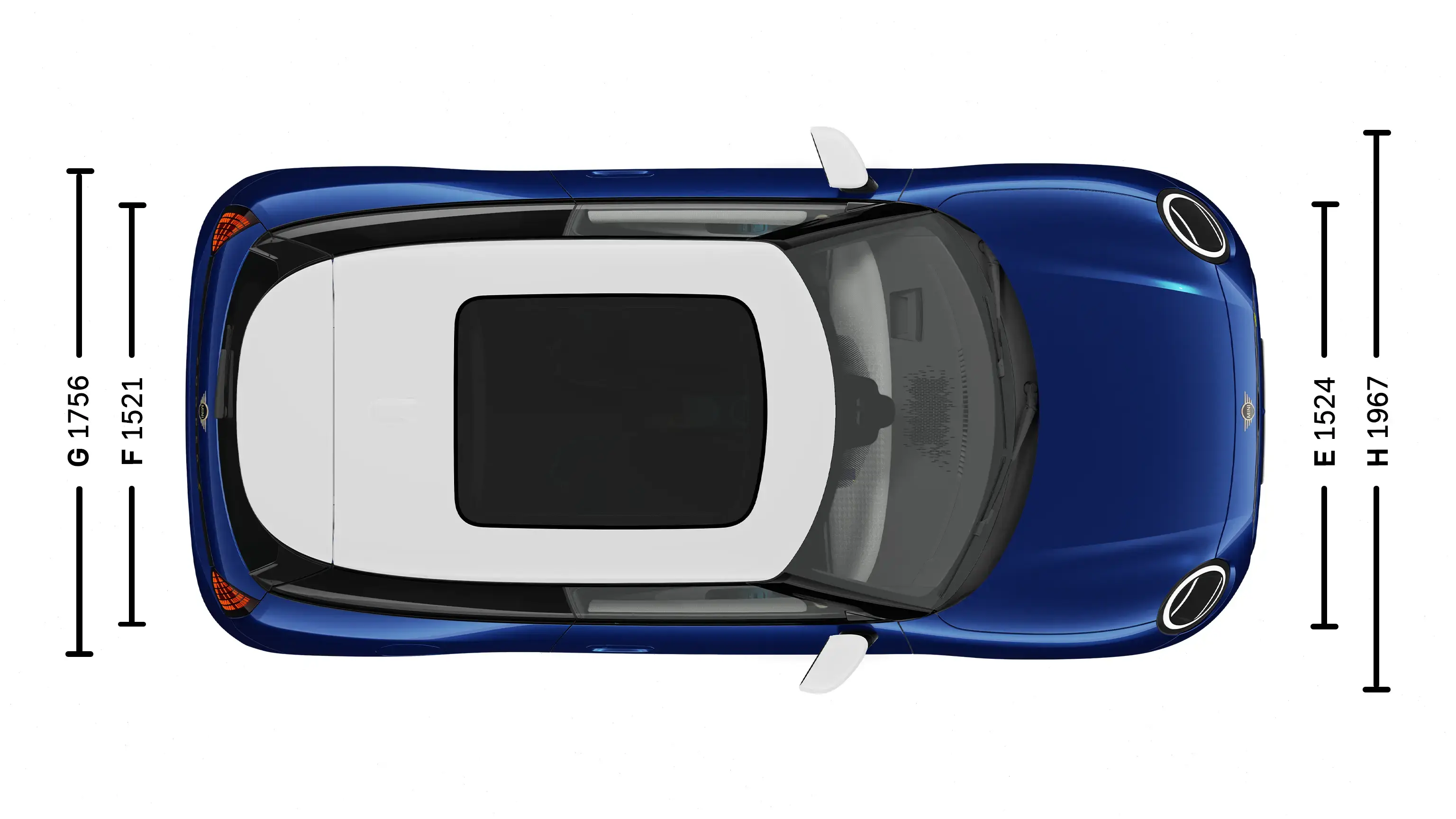 Elektrické MINI Cooper rozměry shora