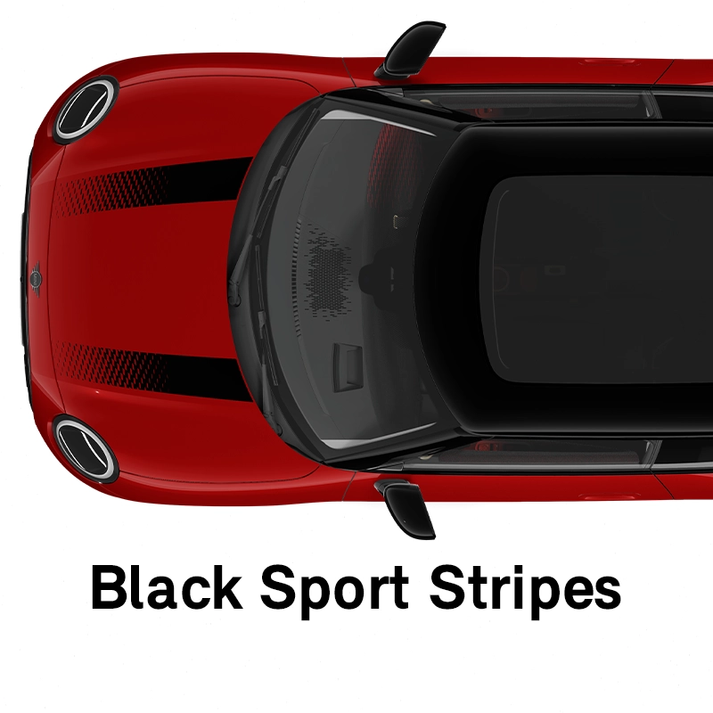  MINI – výbava – styl jcw černé sportovní pruhy