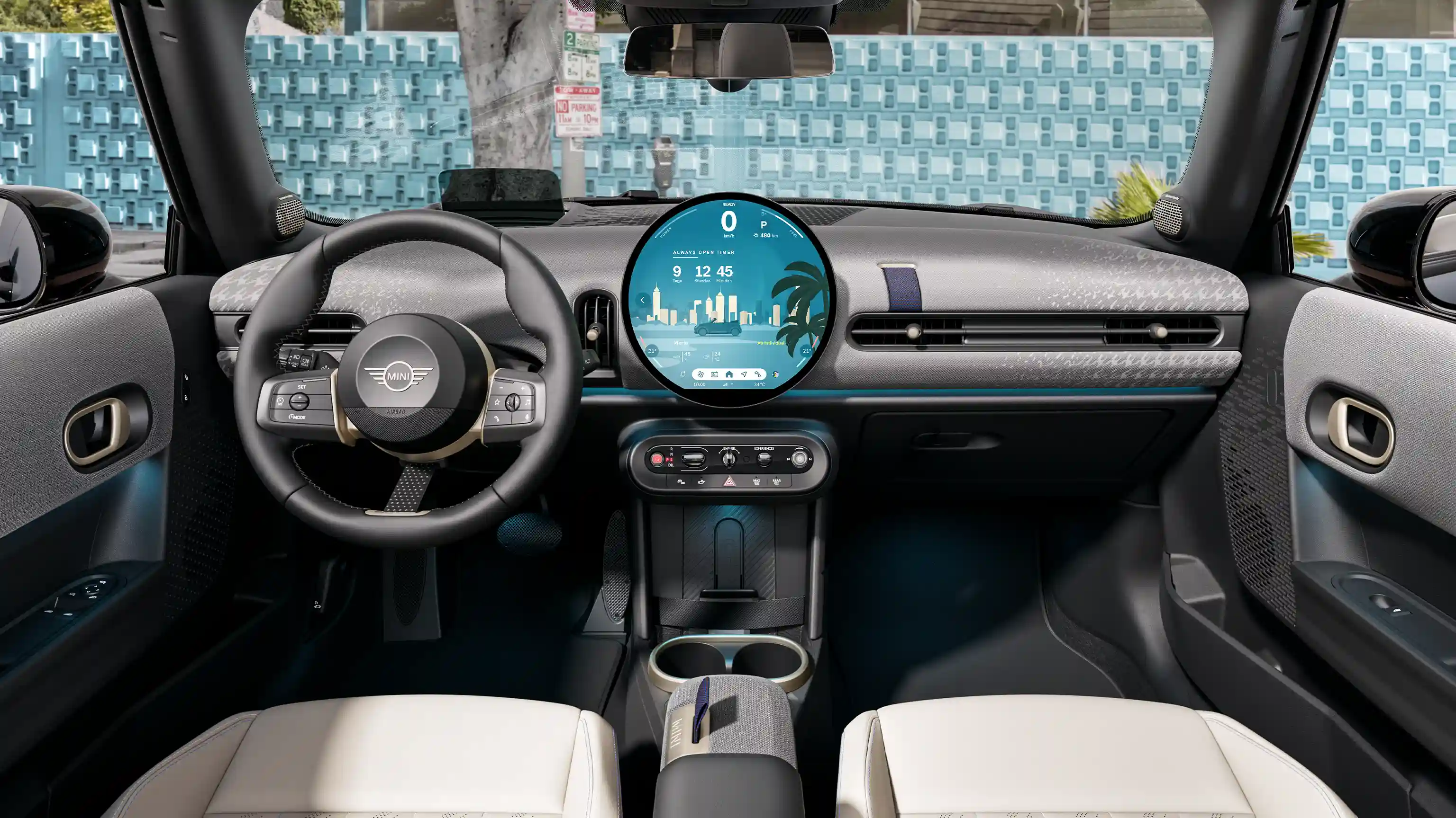 Detailní pohled na palubní desku MINI Cooper Cabrio