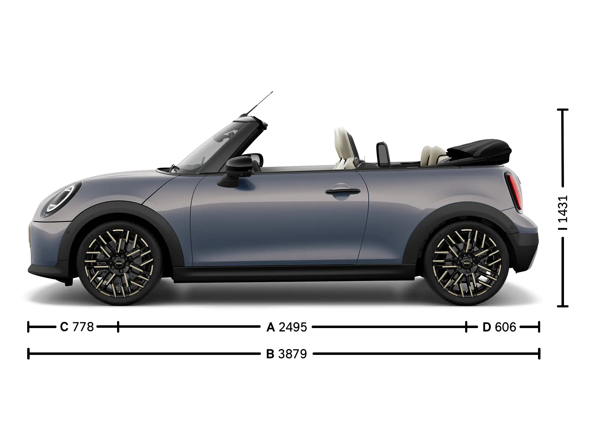 MINI Cooper Cabrio – Rozměry bok