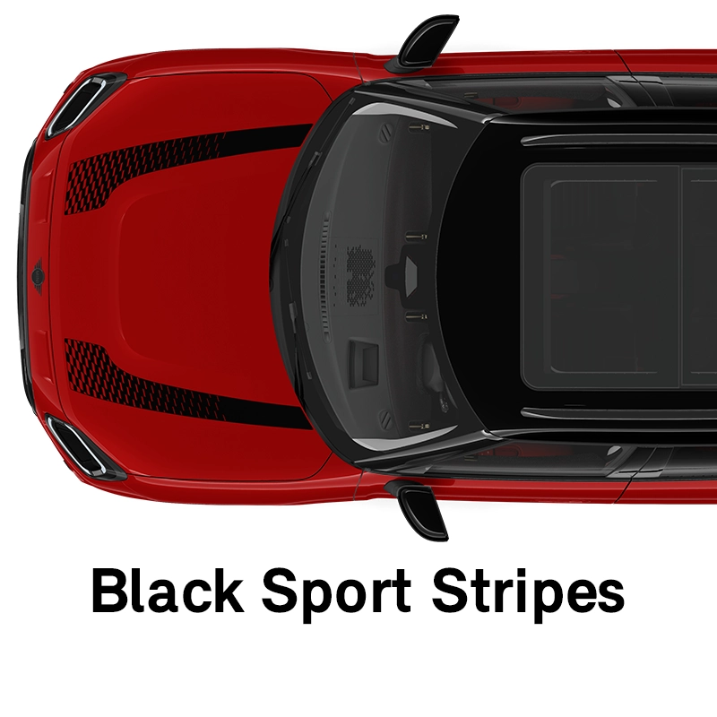  MINI – výbava – styl jcw černé sportovní pruhy