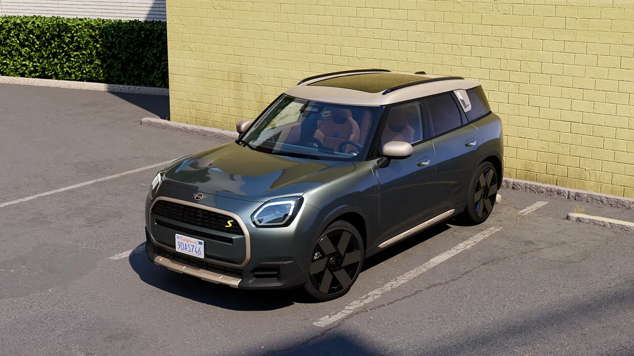 Video detailně představující interiér a exteriér MINI Countryman. Kamera zabírá palubní desku se zaměřením na designové prvky