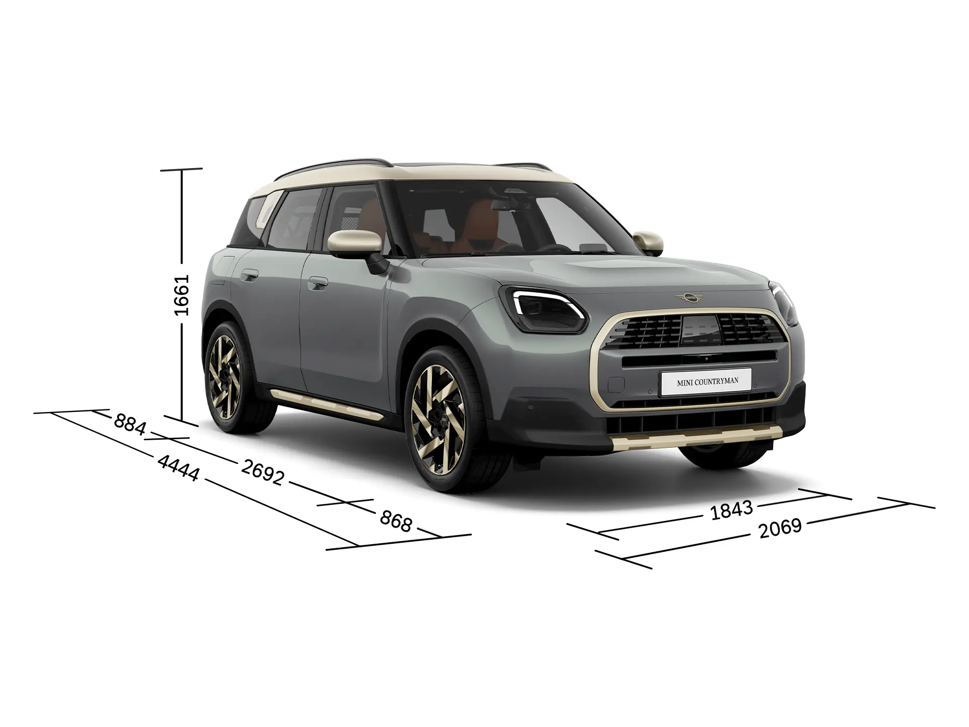 MINI Countryman – Pohled zepředu s rozměry