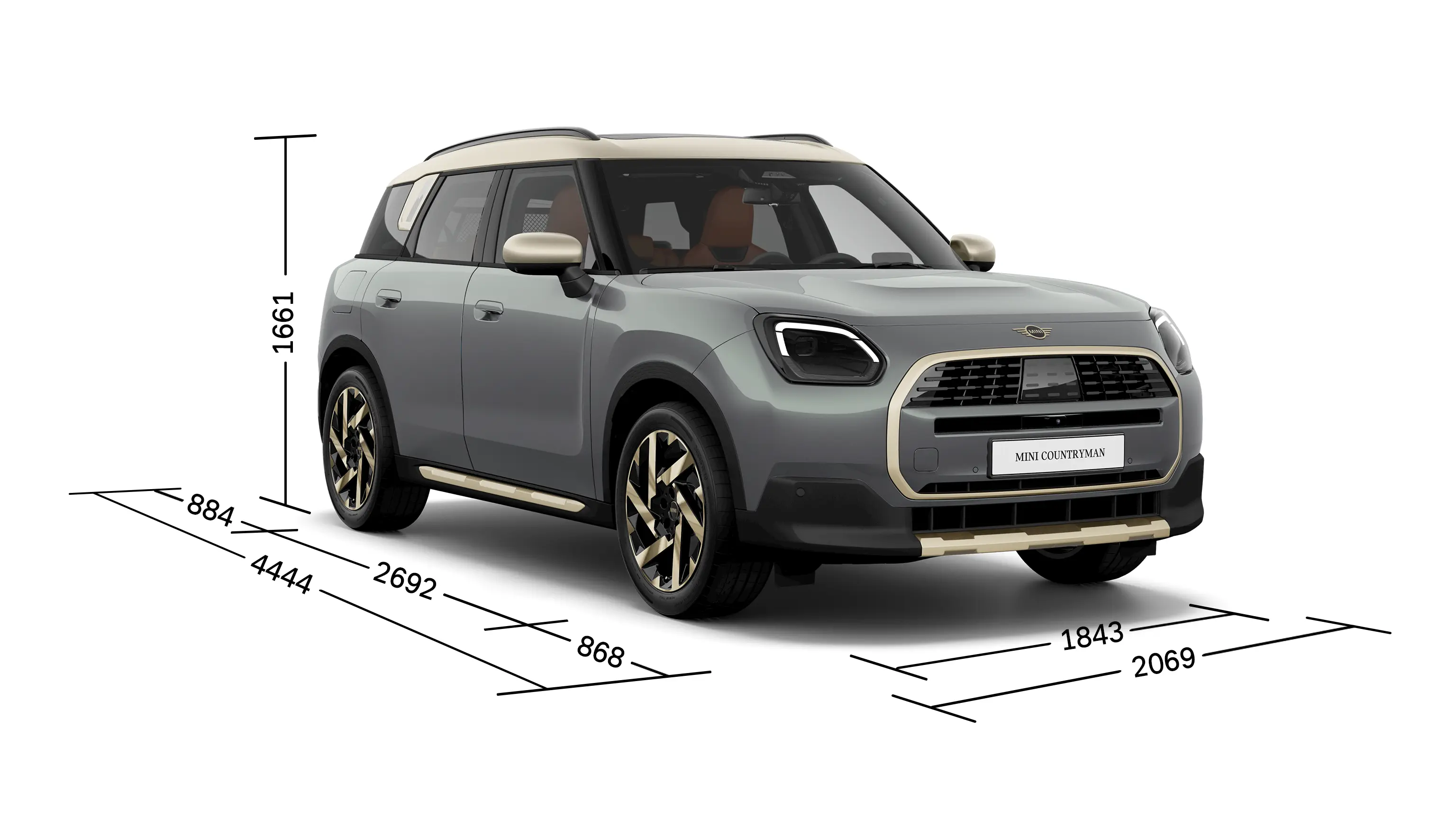 MINI Countryman – Pohled zepředu s rozměry