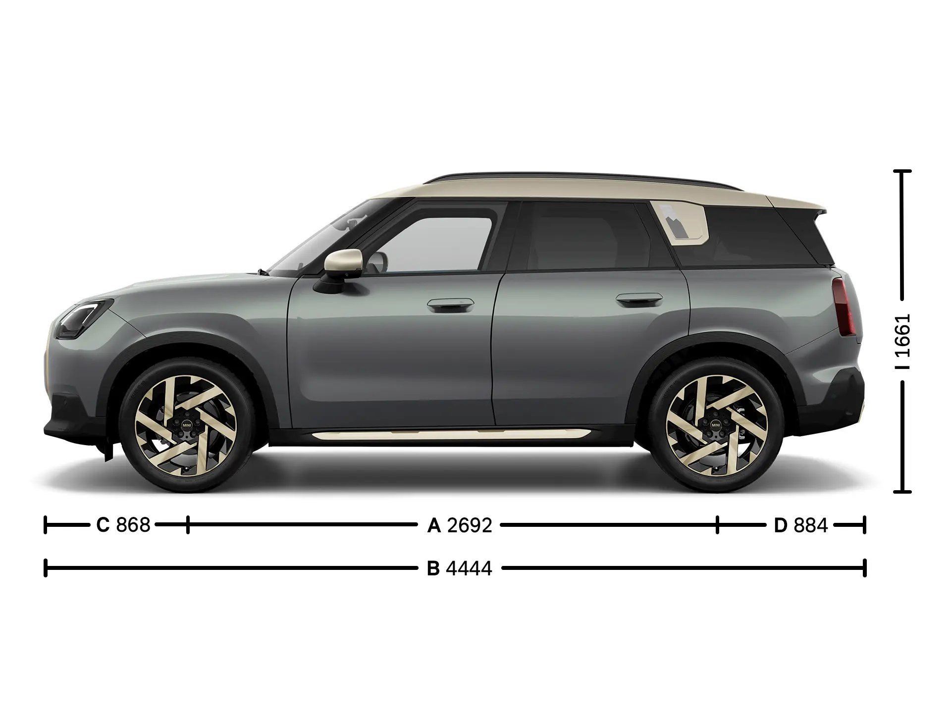 MINI Countryman – Rozměry z boku