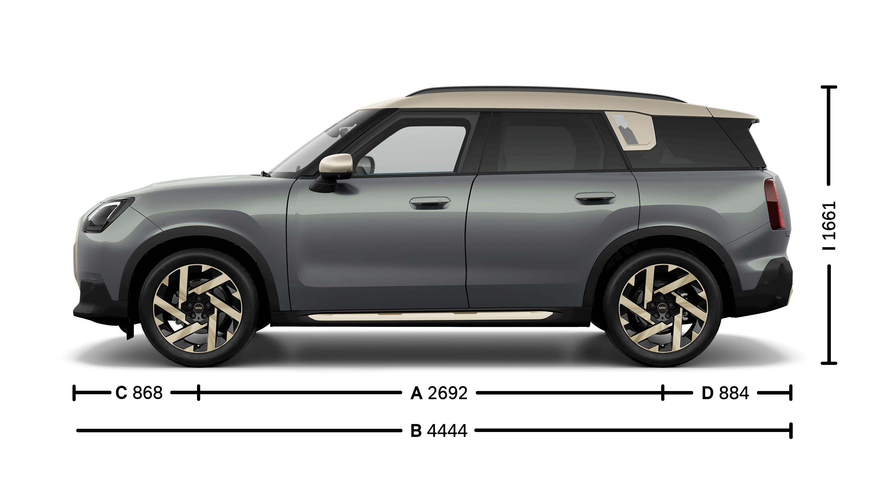 MINI Countryman – Rozměry z boku