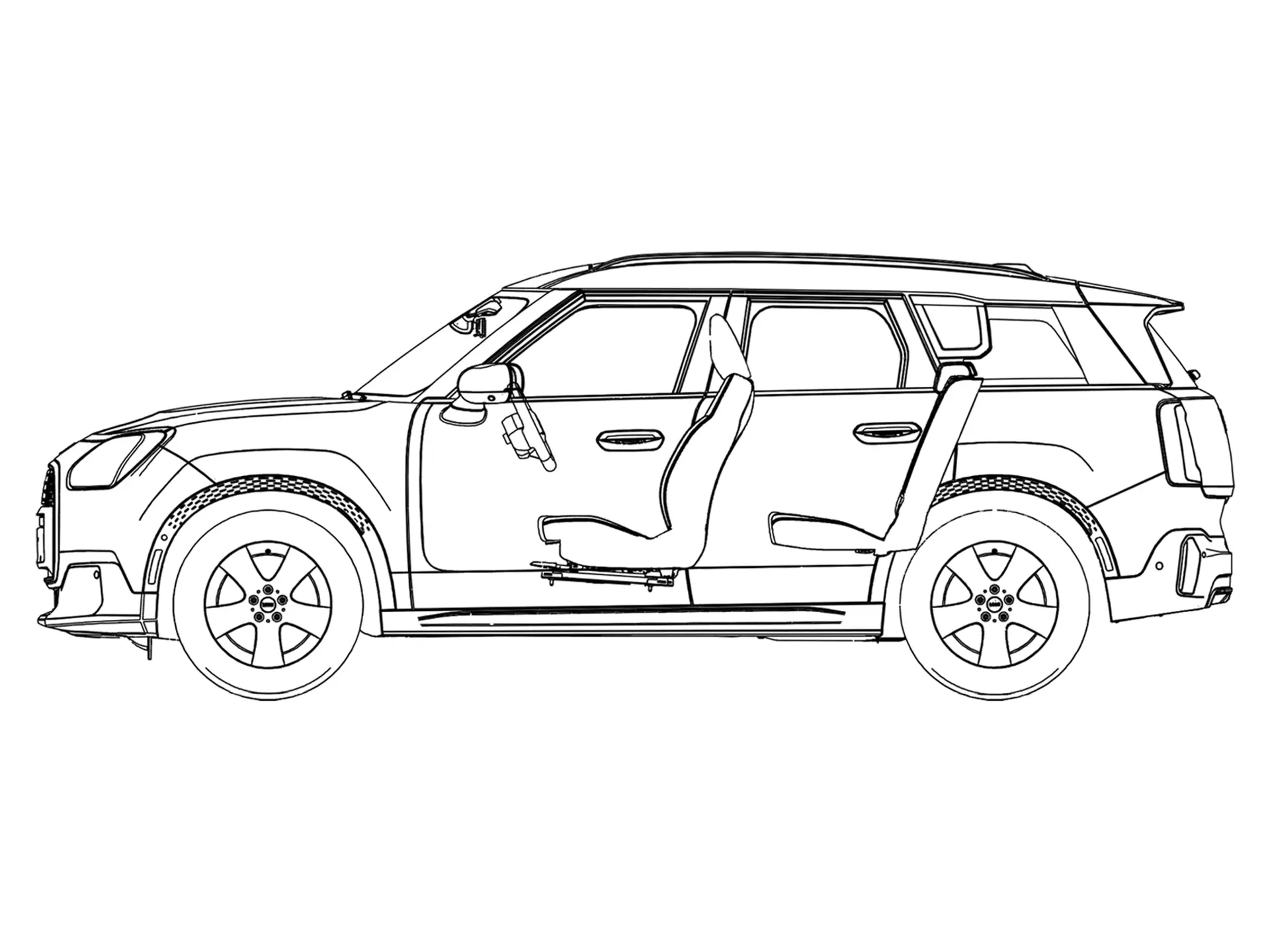 MINI Countryman – pohled z boku skica