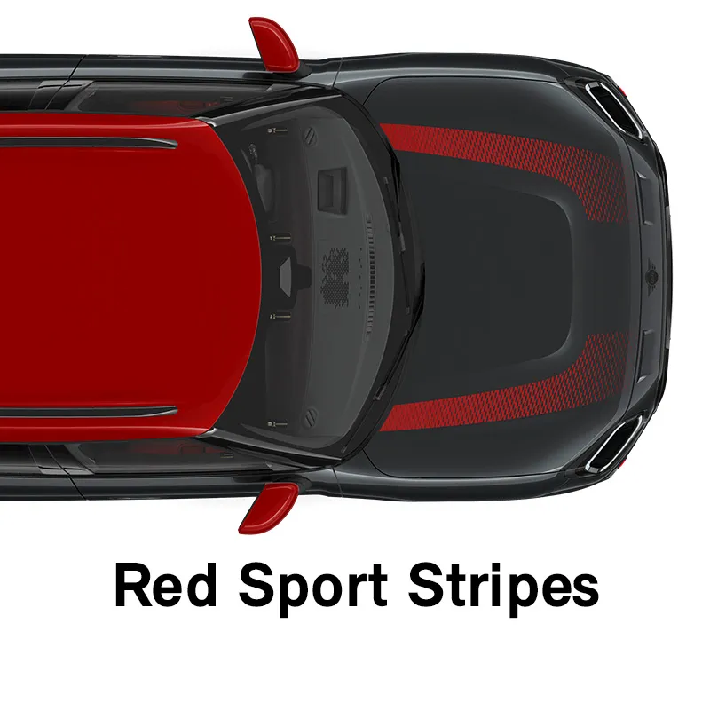  MINI – výbava – styl jcw červené sportovní pruhy