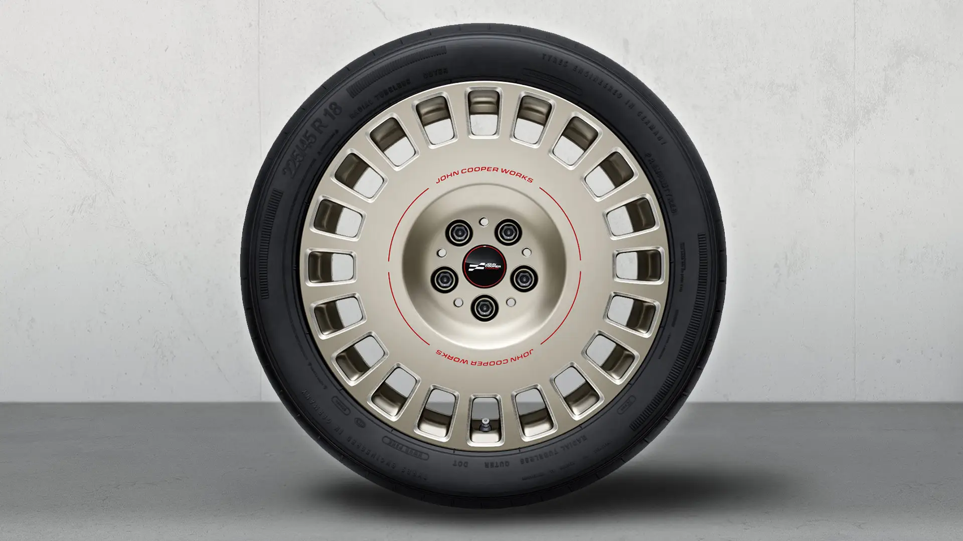 18" JCW kola z lehké slitiny Rallye Spoke 992 Bicolor (Vibrant Silver, stříbrná, leštěná), sada kompletních letních kol