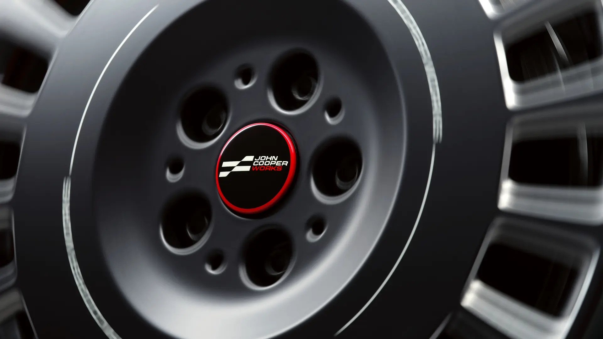 John Cooper Works plovoucí kryty středů kol, který se neotáčí s kolem a během jízdy zůstává ve vodorovné poloze. 