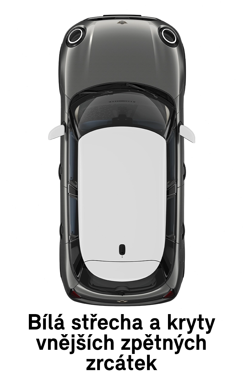 MINI střecha: Střecha a zrcátka v bílé barvě