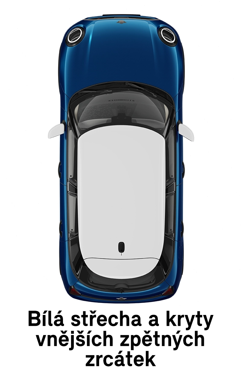 MINI střecha: Střecha a zrcátka v bílé barvě