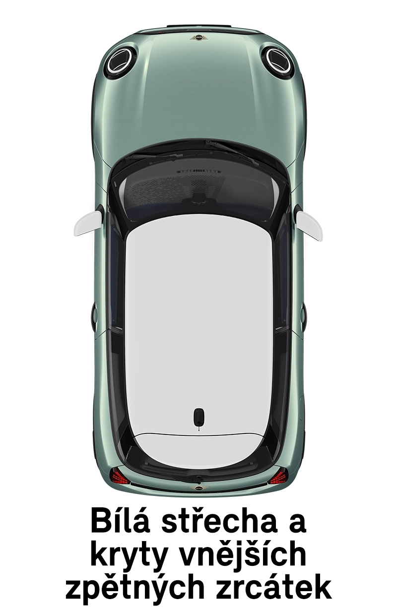 MINI střecha: Střecha a zrcátka v bílé barvě