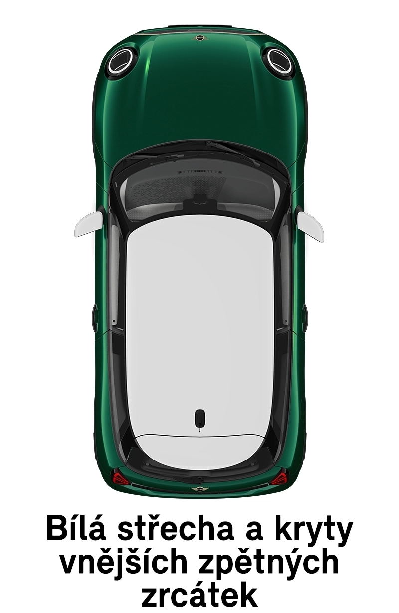 MINI střecha: Střecha a zrcátka v bílé barvě