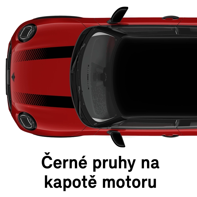 MINI pruhy na kapotě: Červené sportovní pruhy