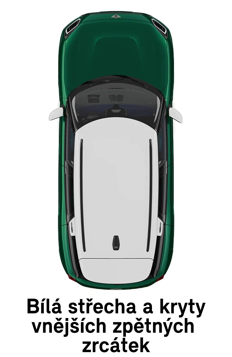 MINI střecha: Střecha a zrcátka v bílé barvě