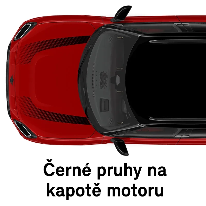 MINI pruhy na kapotě: Červené sportovní pruhy