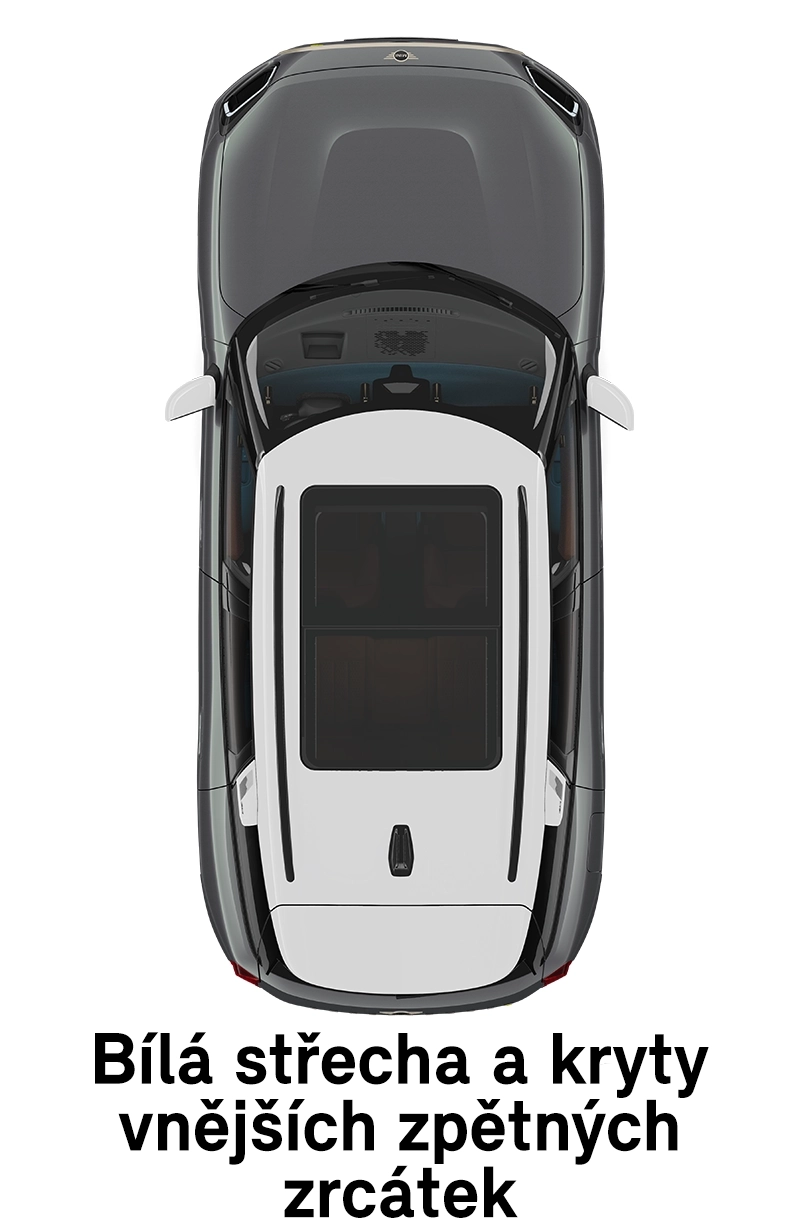 MINI střecha: Střecha a zrcátka v bílé barvě