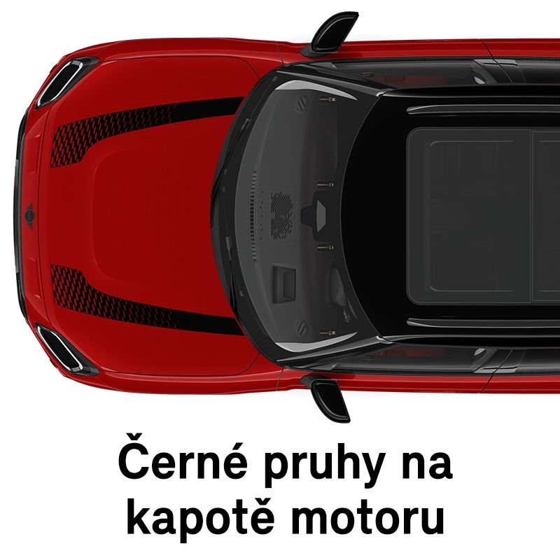 MINI pruhy na kapotě: Černé sportovní pruhy