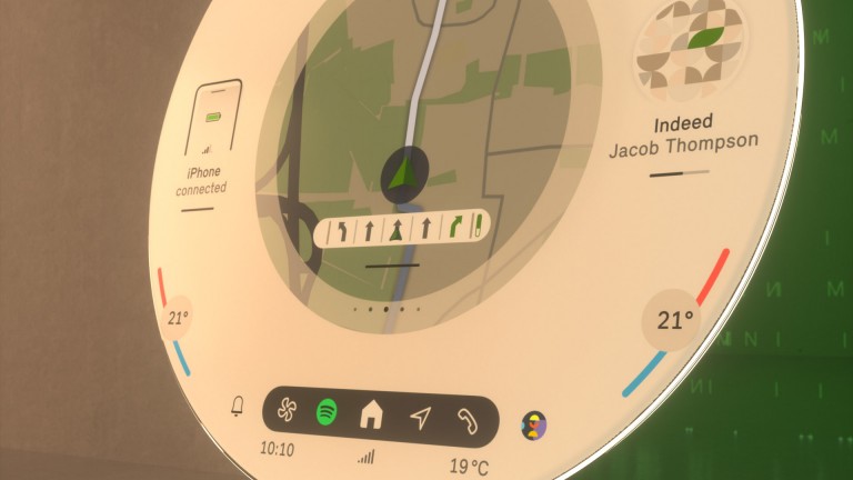 Detail MINI Kruhového displeje s navigací a ovládacími prvky
