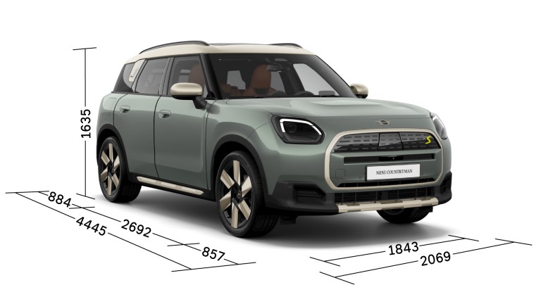 Elektrické MINI Countryman – tříčtvrtinový pohled – rozměry