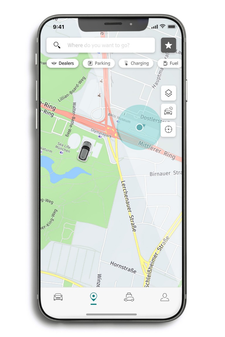 mini connected – aplikace mini – záložka mapy